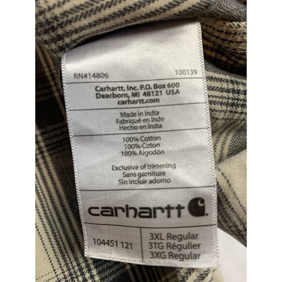 Carhartt Shacket Mens 3XL White Gray Original Fit Rugged Plaid Flannel Workwear - Picture 5 of 10